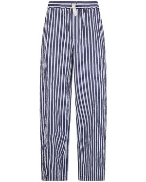 Nuur Striped Trousers With Elastic - Blue