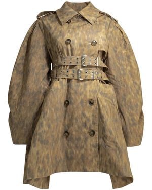 Ganni Animal Print Trench Coat - Brown