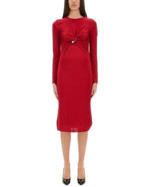 Versace "Safety Pin" Midi Dress - Red