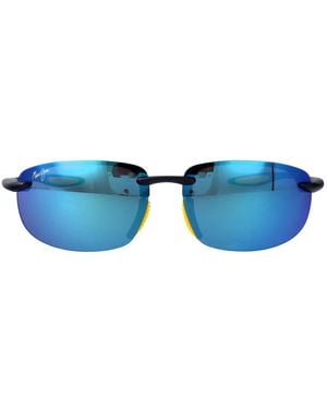 Maui Jim Hookipa Ultra Af Mtt Drk Blu W/Ylw Acetate Sunglasses - Blue