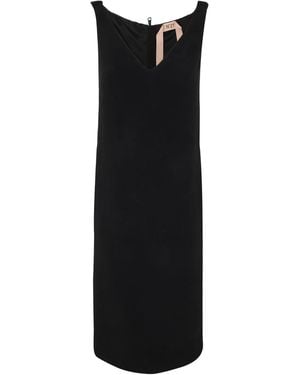 N°21 V Neck Pencil Midi Dress - Black