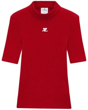 Courreges Courregès Cotton Blend Knit Top - Red