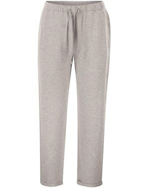 Majestic Stretch Viscose Jogger Trousers With Drawstring Waist - Grey