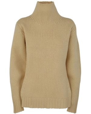 Jil Sander Long Sleeved Hign Neck Sweater - Natural