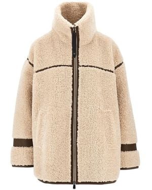 Pinko Faux Shearling Oversized Jacket - Natural