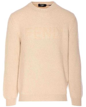 Fendi Logo Sweater - Natural