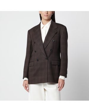 Tagliatore Prince Of Wales-Check Double-Breasted Jacket - Black