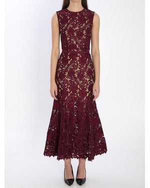 Self-Portrait Prairie Guipure Lace Midi Dress in Black | Lyst
