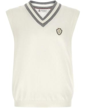 Brunello Cucinelli Logo Patch Vest - White