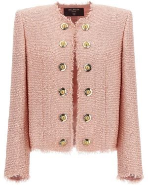 Balmain Sequin Tweed Blazer - Pink