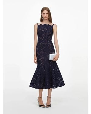 Self-Portrait Spiral Lace Midi Dress - Blue