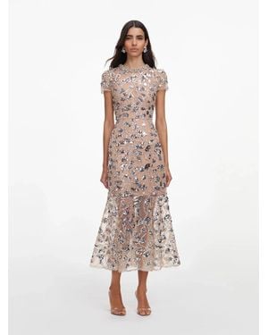 Self-Portrait Sequin Embellished Midi Dress - Natural