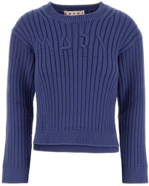 Marni Cerulean Cotton Blend Sweater - Blue