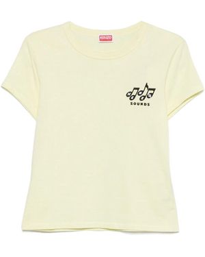 KENZO Sounds Embroidered Crew-Neck T-Shirt - Natural