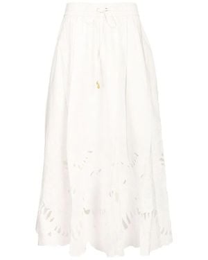 Zimmermann Mahon Cotton Midi Skirt - White
