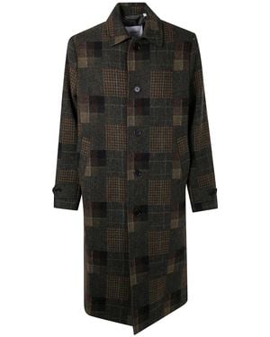 Les Deux "Maximilian" Patchwork Wool Coat - Black