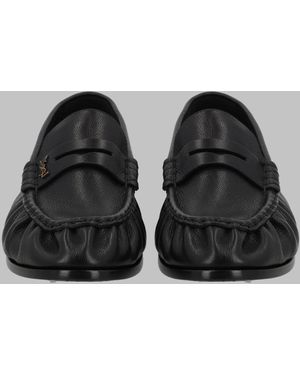 Saint Laurent Le Loafer Leather Loafers For With 1.5 Cm Heel - Black