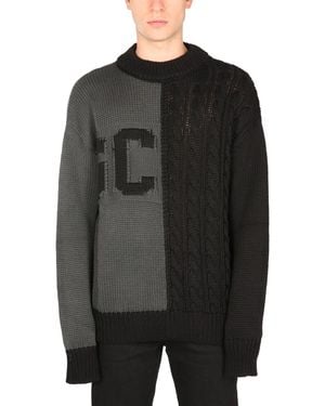 Gcds Sweater With Logo Inlay - Black