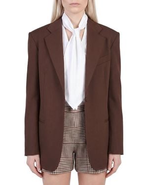 FEDERICA TOSI Blazer Over Single-Breasted Frescolana - Brown