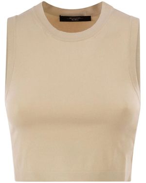 Weekend by Maxmara Weekend Maxmara Wkibombo – Sleeveless Viscose Knit Top - Natural