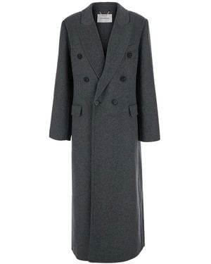 Victoria Beckham Mélange Wool And Cashmere Long Coat - Black