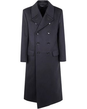 Tom Ford Pure Cashmere Luxury Melton Double Breasted Officier Coat - Blue