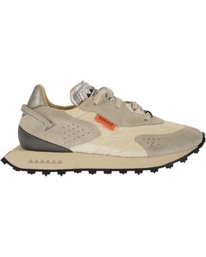 RUN OF Vaporix Suede And Nylon Trainers - Natural