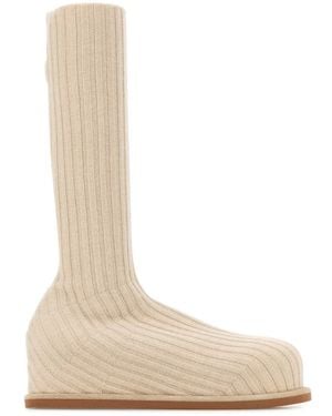 AMINA MUADDI Sand Fabric Veneda Boots - Natural