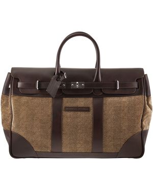 Brunello Cucinelli herringbone and leather luxury weekender