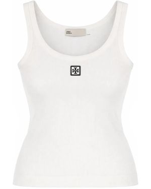 Tory Burch Tops With Logo - White