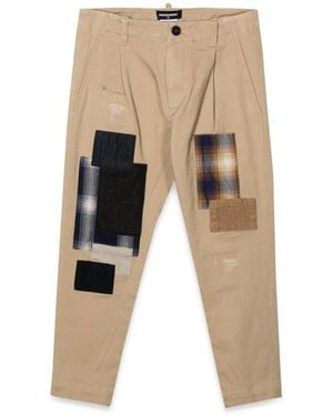 DSquared² Trousers With Patches - Natural