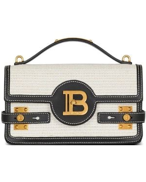 Balmain B-Buzz Shoulder 24-Raphia&Calfskin - Multicolor