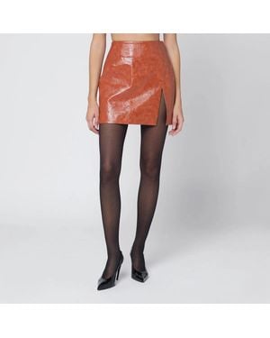 ANDAMANE Leather-Effect Mini Skirt - Orange