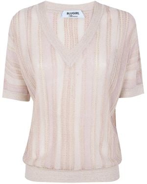 Blugirl Blumarine Stripes Lux Sweater - Pink
