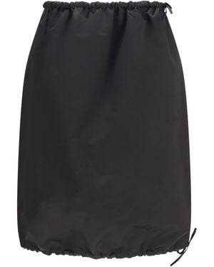Prada Satin Midi Skirt With Drawstring - Black