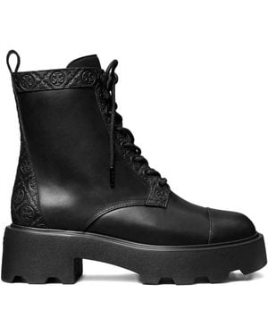 Tory Burch T-Monogram Lug Ankle Boots - Black