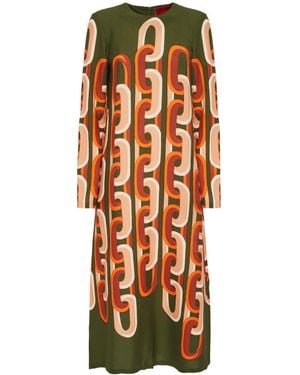 La DoubleJ Long Sleeve Midi Swing Dress - Orange