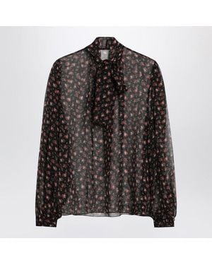 Dolce & Gabbana Chiffon Blouse With Small Rose Print - Black