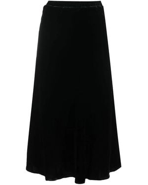 Gold Hawk Velvet Long Skirt - Black