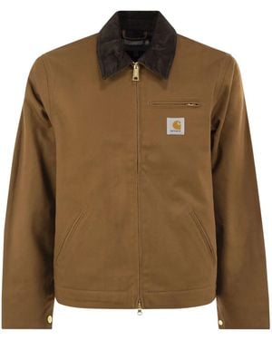 Carhartt Cotton Canvas Jacket With Padding And Corduroy Collar - Brown