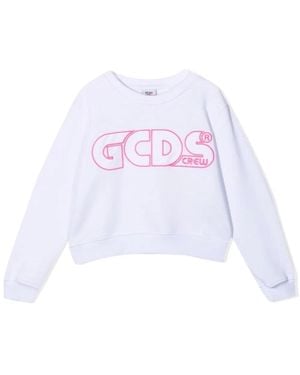 Gcds Sweatshirt Cropped Girl - White