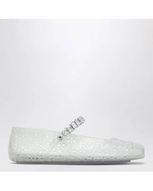 Jimmy Choo The Jelly Transparent Ballet Flats With Crystals - White