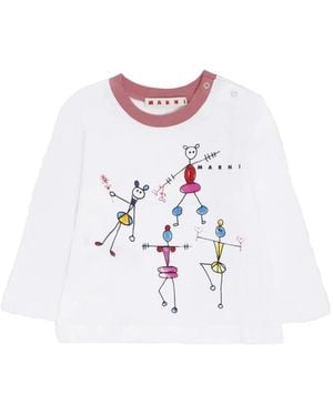 Marni T-Shirt With Stylized Logo - White