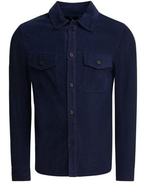 Altum Suede Overshirt Jacket - Blue