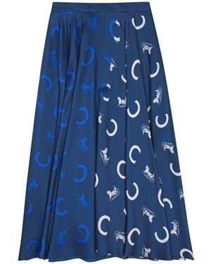Celine 100% Silk Twill Mini Skirt - Blue