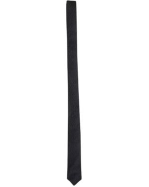 Saint Laurent Silk Thin Monogram Tie - Black