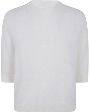 Nuur Boxi Short Sleeves Round Neck Jumper - White