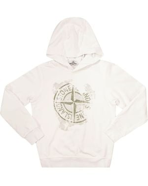 Stone Island Hoodie With 'Baobab Three' Print - White