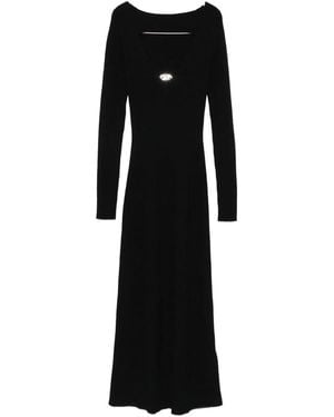 DIESEL Logo-Adorned Long-Sleeve Midi Dress - Black