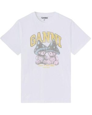 Ganni Bright Cotton T Shirt - White